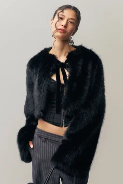 GUIZIO Alyana Faux Fur Jacket- Jackets