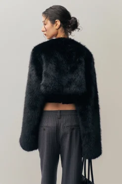 GUIZIO Alyana Faux Fur Jacket- Jackets