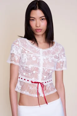GUIZIO Calais Blouse- Short Sleeve Tops|Tops