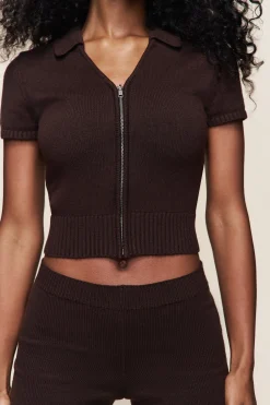 GUIZIO Calesia Zip Up Top- Short Sleeve Tops|Tops