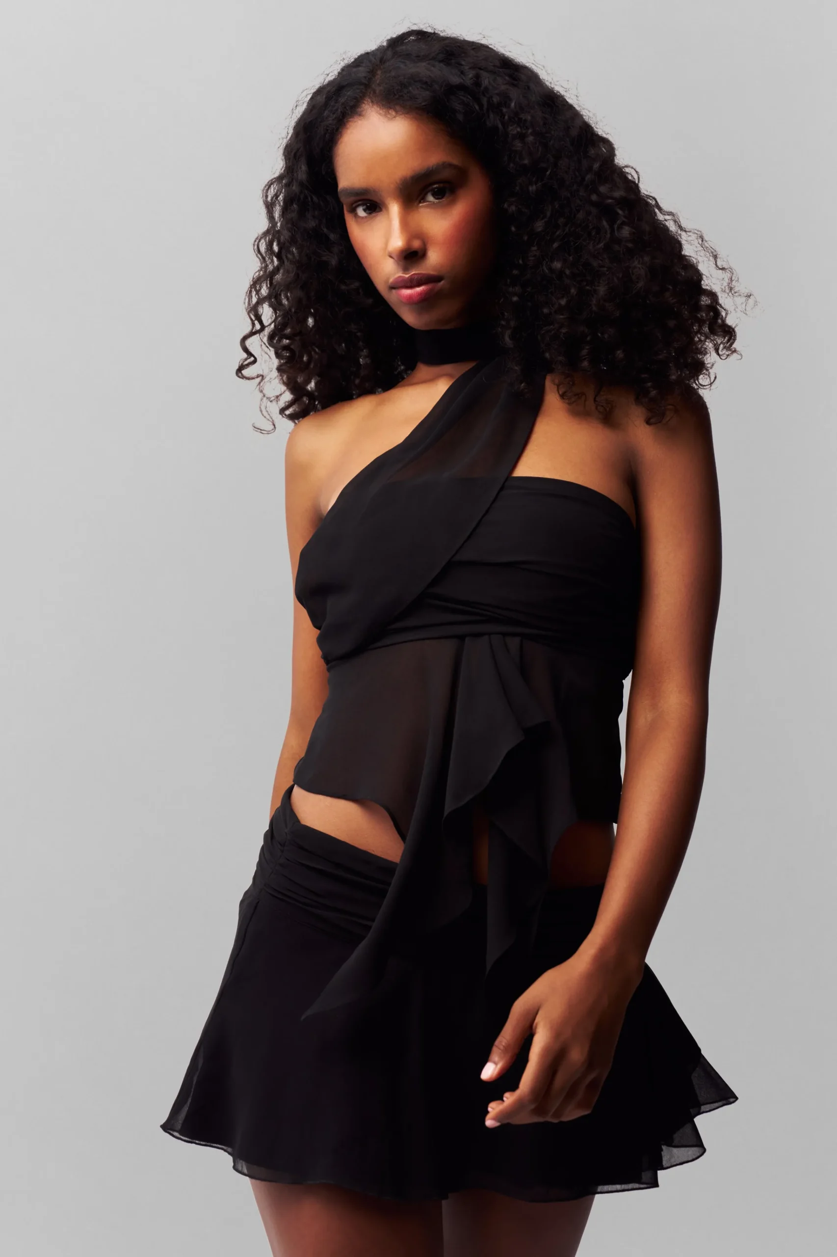 GUIZIO Chiffon Slit Mini Skirt- Mini Skirts|Skirts