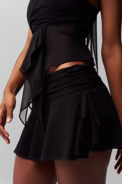 GUIZIO Chiffon Slit Mini Skirt- Mini Skirts|Skirts