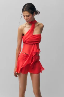 GUIZIO Chiffon Slit Mini Skirt- Mini Skirts|Skirts