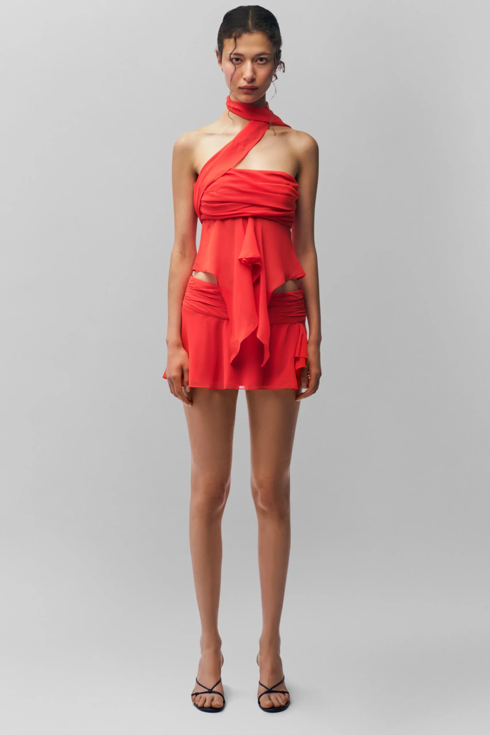 GUIZIO Chiffon Slit Mini Skirt- Mini Skirts|Skirts
