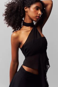 GUIZIO Chiffon Wrap Around Top- Sleeveless Tops|Tops