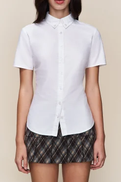 GUIZIO Classic Short Sleeve Oxford- Short Sleeve Tops|Tops