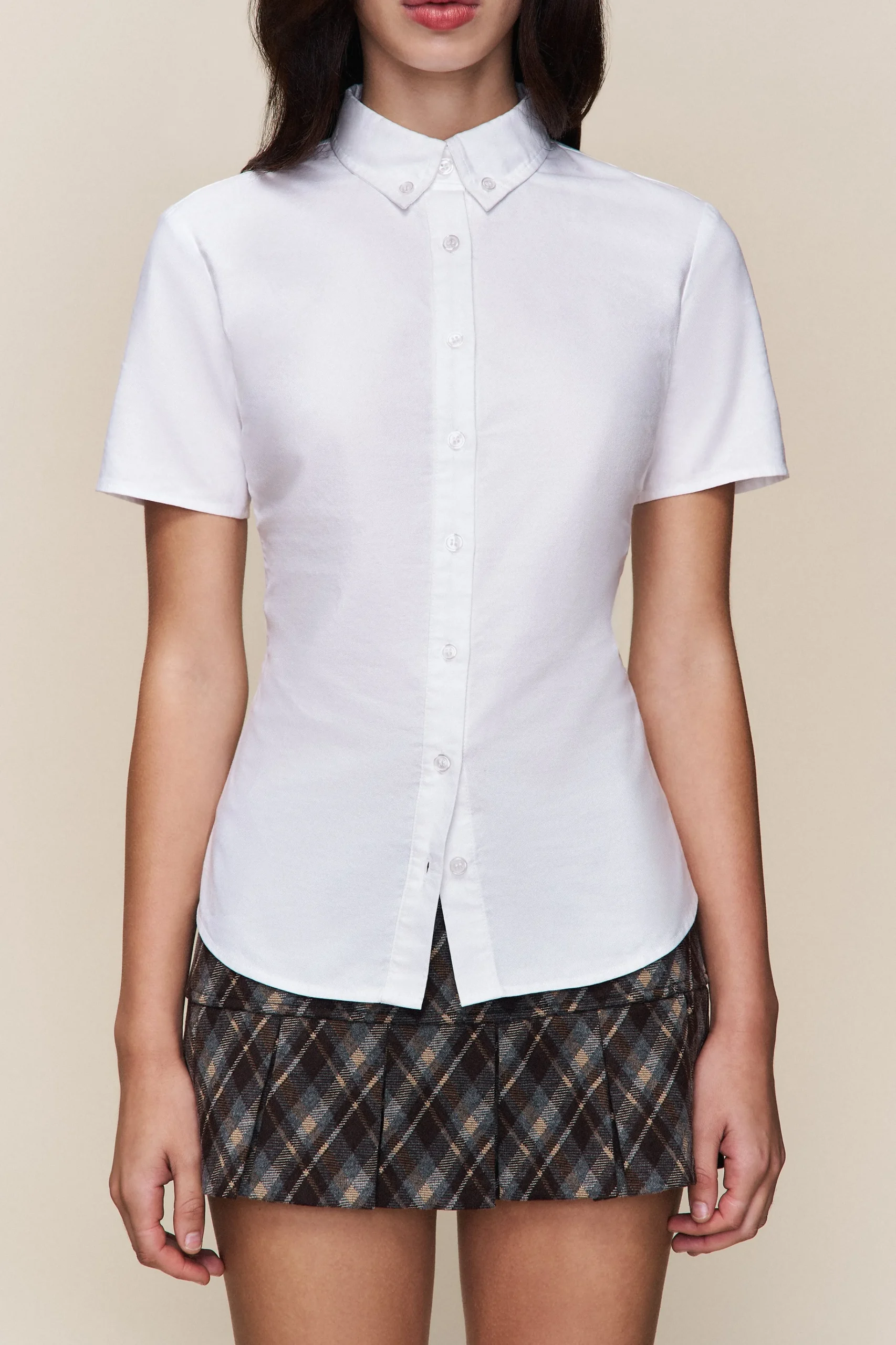 GUIZIO Classic Short Sleeve Oxford- Short Sleeve Tops|Tops