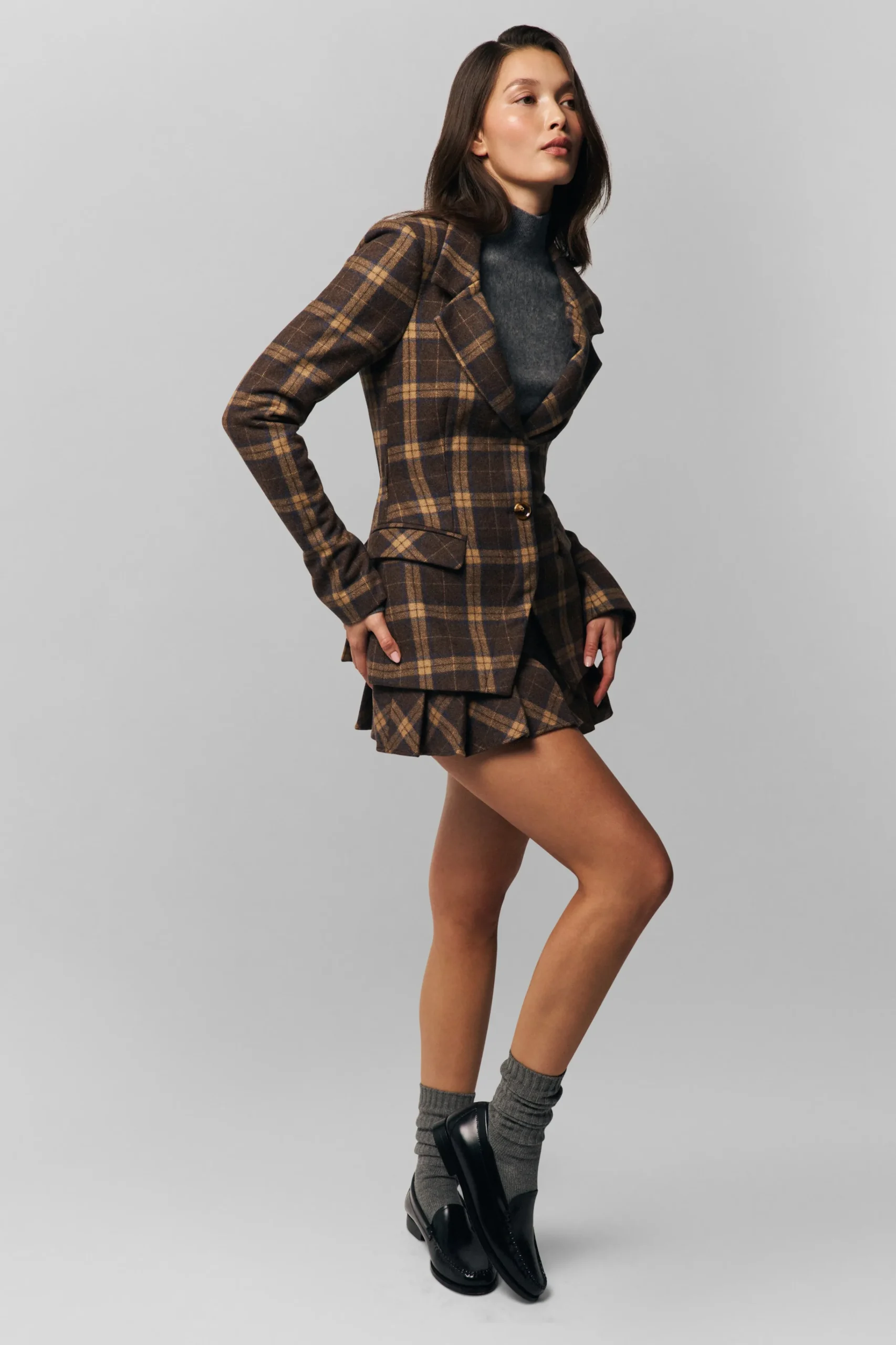GUIZIO Cooper Tartan Blazer- Jackets|Blazers