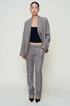 GUIZIO Cora Ruched Hem Tartan Pant- Pants