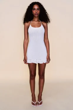 GUIZIO Crochet Halter Mini Dress- Mini Dresses|Dresses