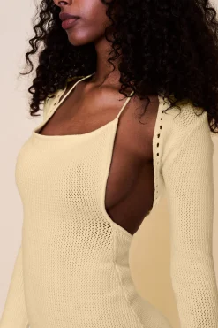 GUIZIO Crochet Halter Mini Dress- Mini Dresses|Dresses