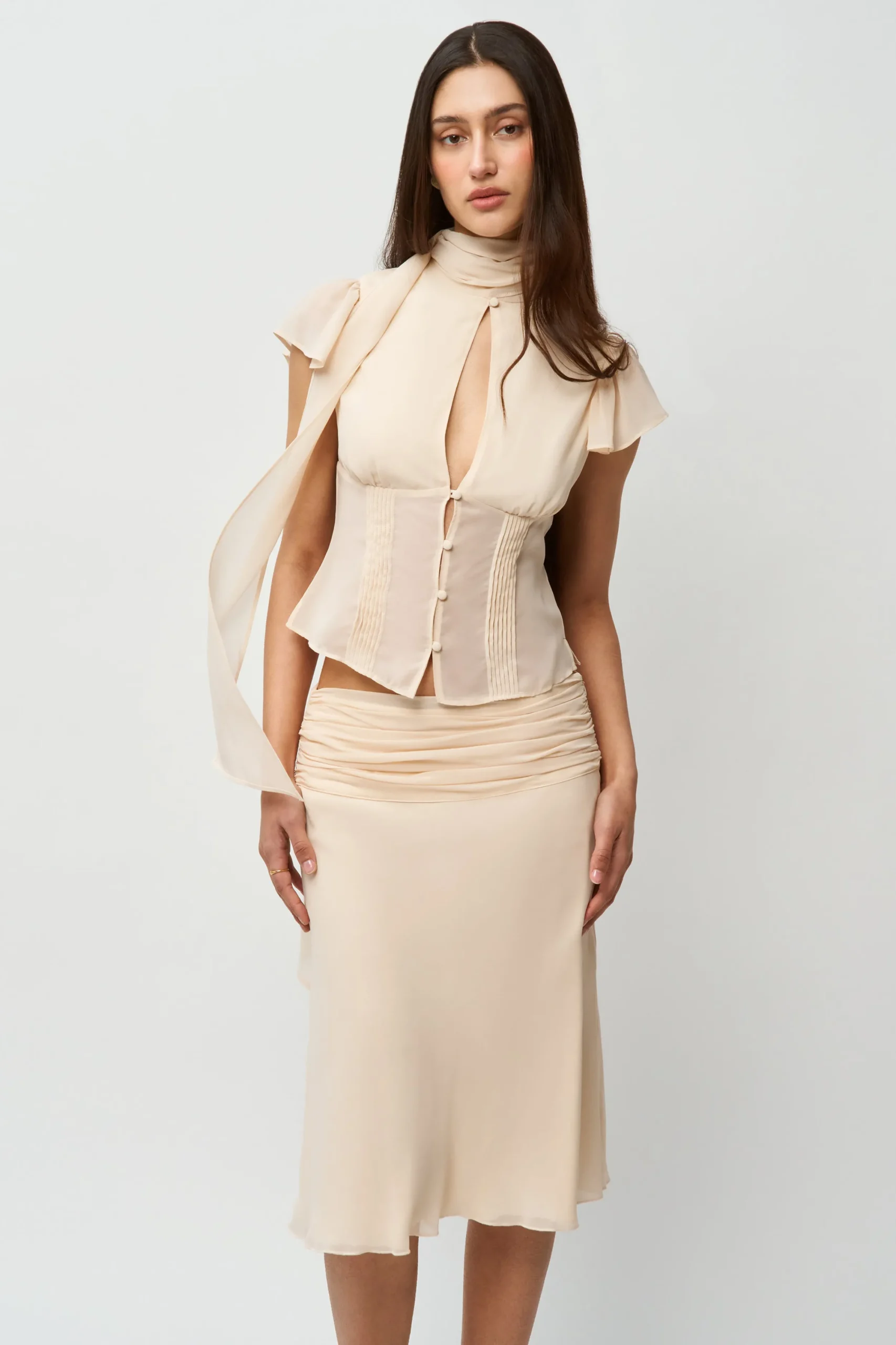 GUIZIO Eda Skirt- Midi Skirts|Skirts