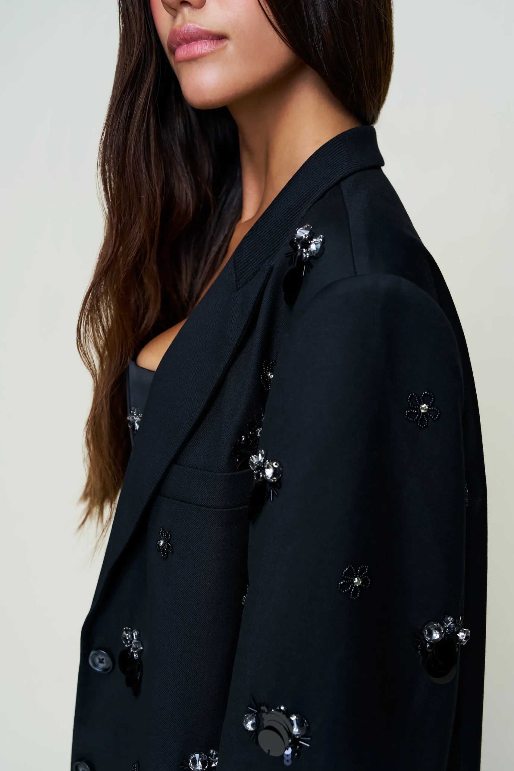 GUIZIO Embellished Oversized Blazer- Jackets