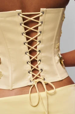 GUIZIO Embellished Satin Corset- Corsets|Corsets