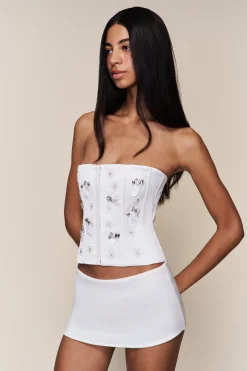 GUIZIO Embellished Satin Corset- Corsets|Corsets