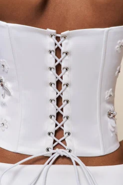 GUIZIO Embellished Satin Corset- Corsets|Corsets