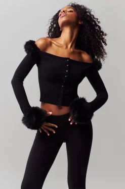 GUIZIO Faux Fur Cardigan- Tops