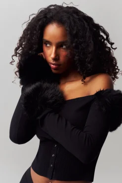 GUIZIO Faux Fur Cardigan- Tops