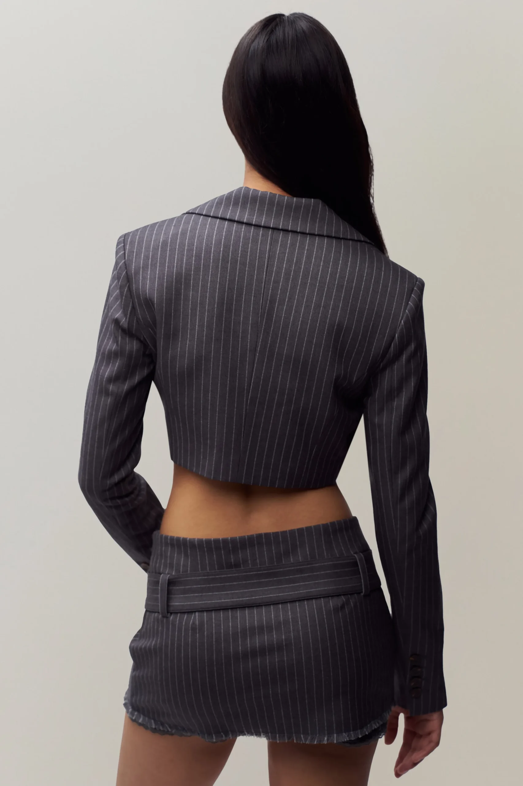 GUIZIO Fei Pinstripe Cropped Blazer- Jackets|Blazers