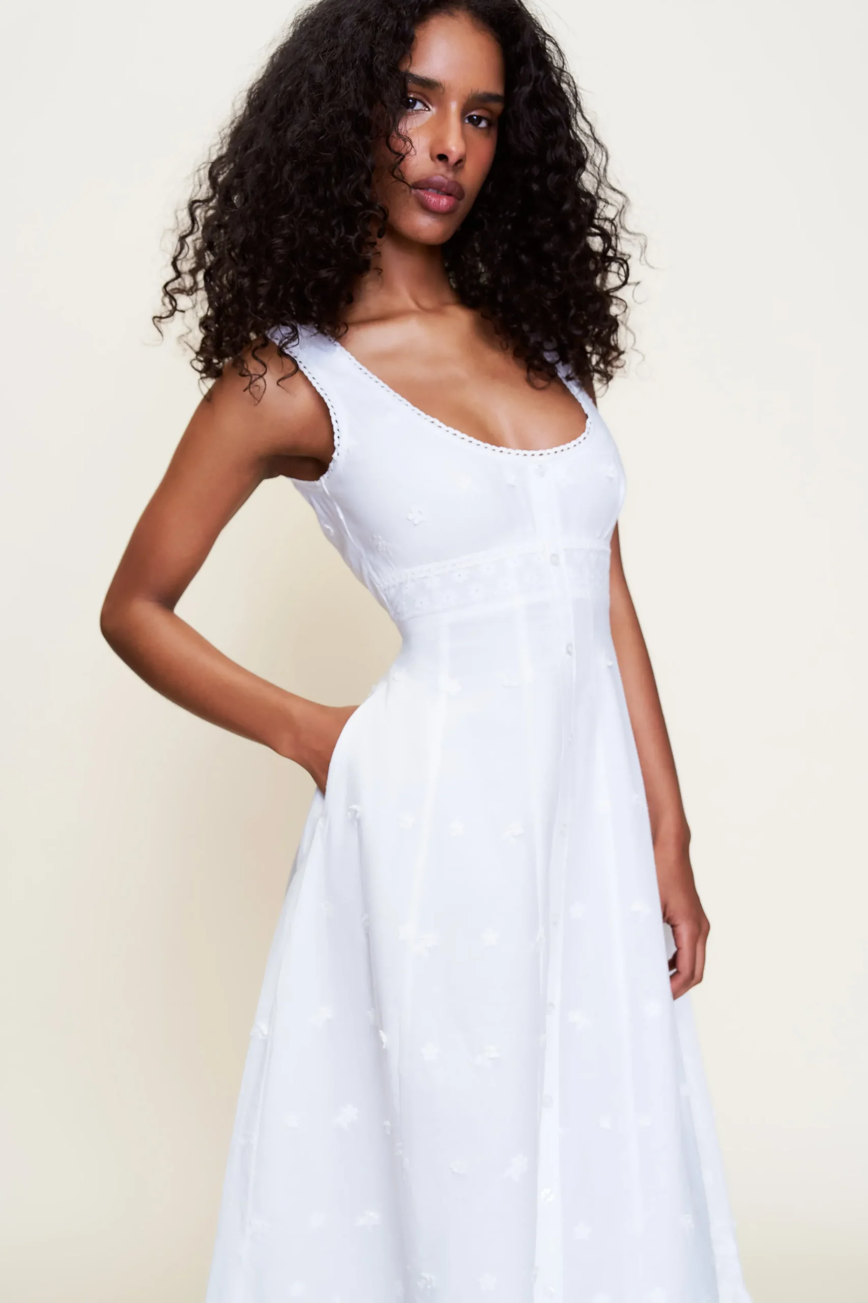 GUIZIO Florrie Eyelet Dress- Midi Dresses|Dresses