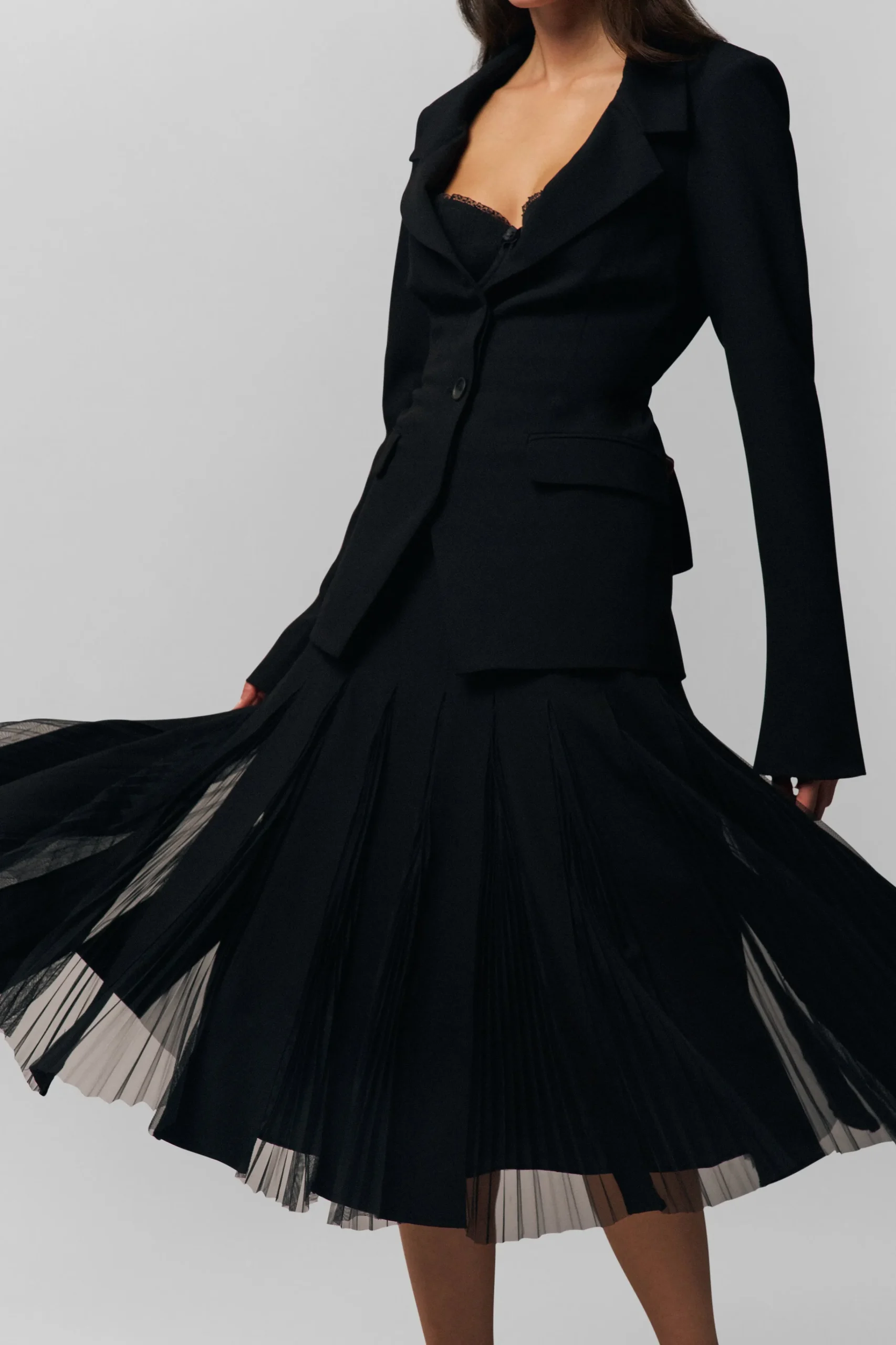 GUIZIO Gibson Chiffon Pleated Skirt- Midi Skirts|Skirts