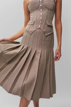 GUIZIO Gibson Pleated Skirt- Midi Skirts|Skirts
