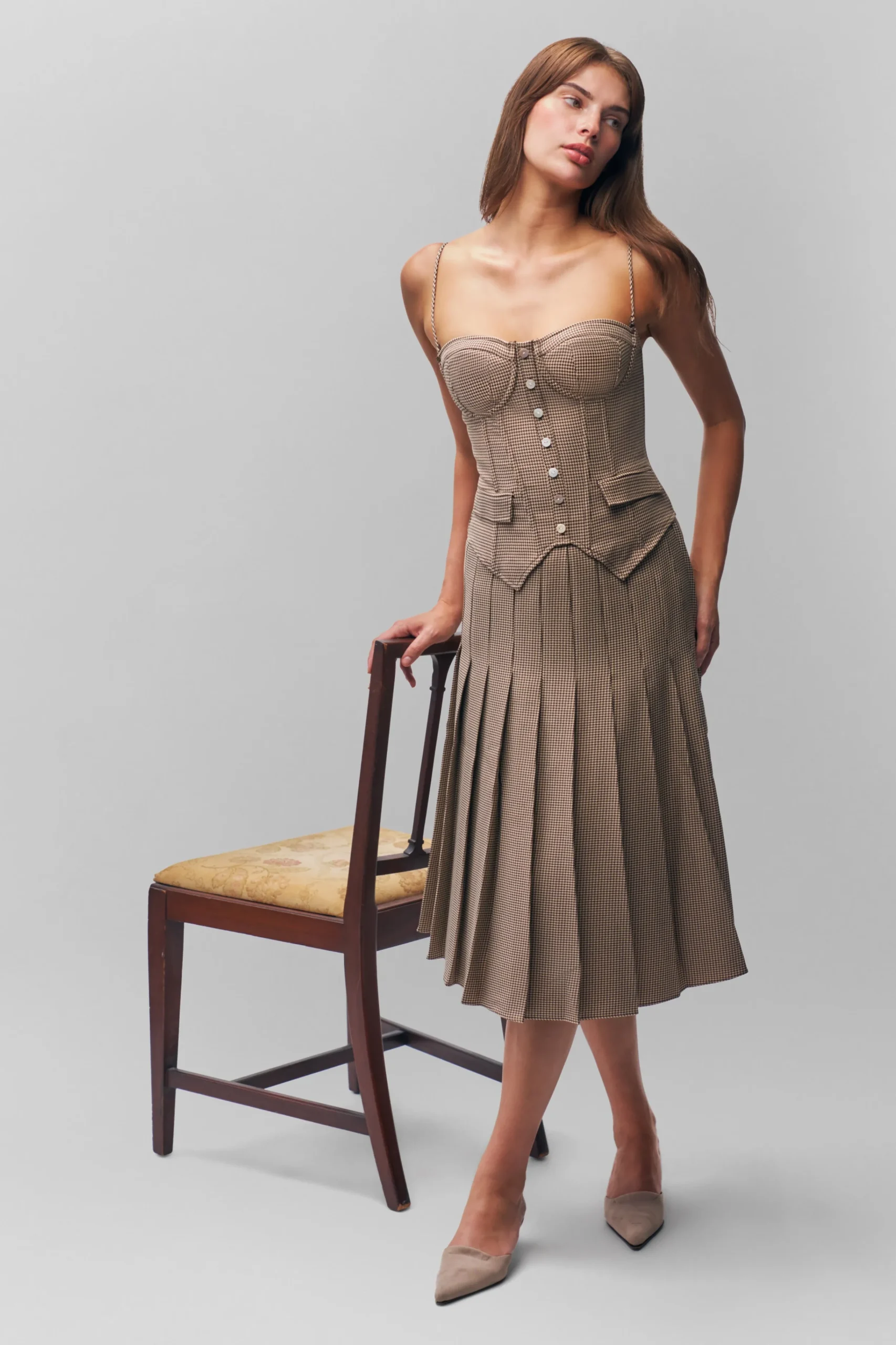GUIZIO Gibson Pleated Skirt- Midi Skirts|Skirts