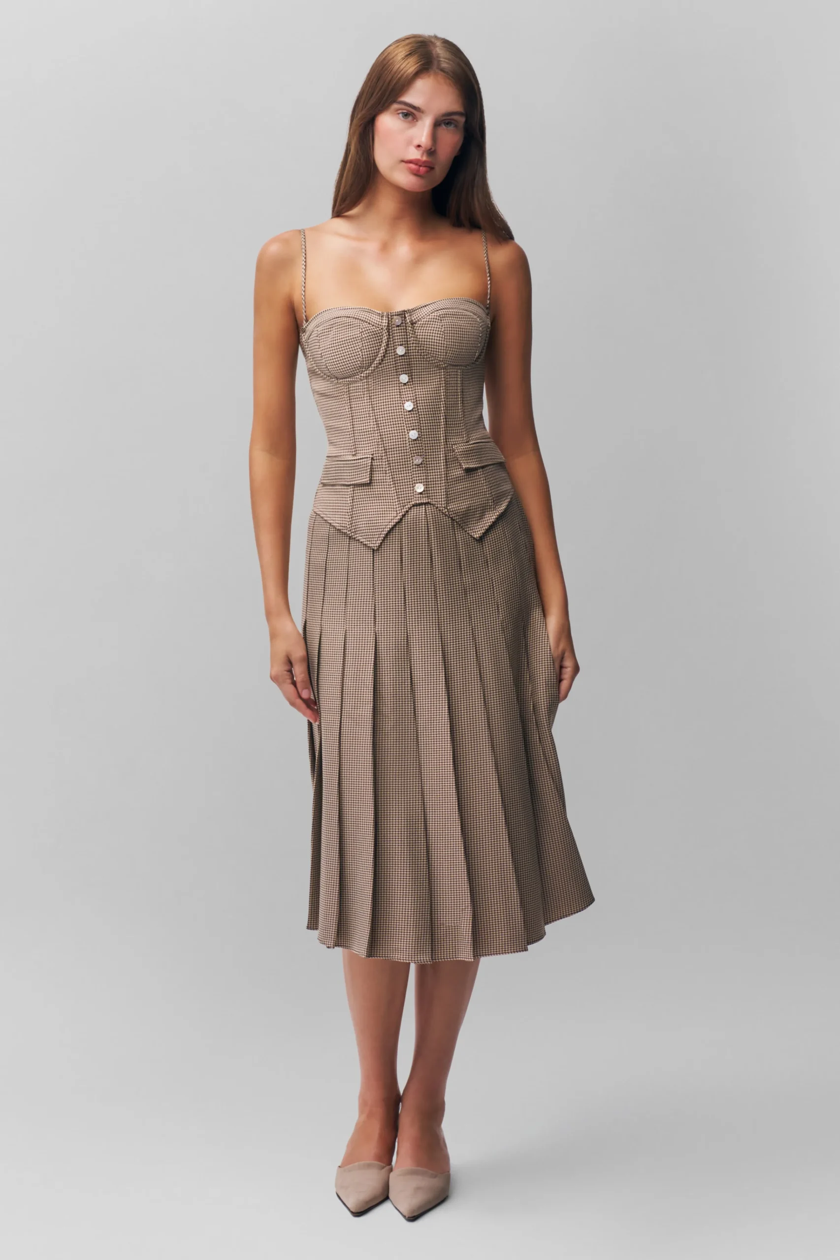GUIZIO Gibson Pleated Skirt- Midi Skirts|Skirts