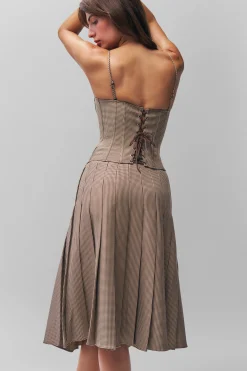 GUIZIO Gibson Pleated Skirt- Midi Skirts|Skirts