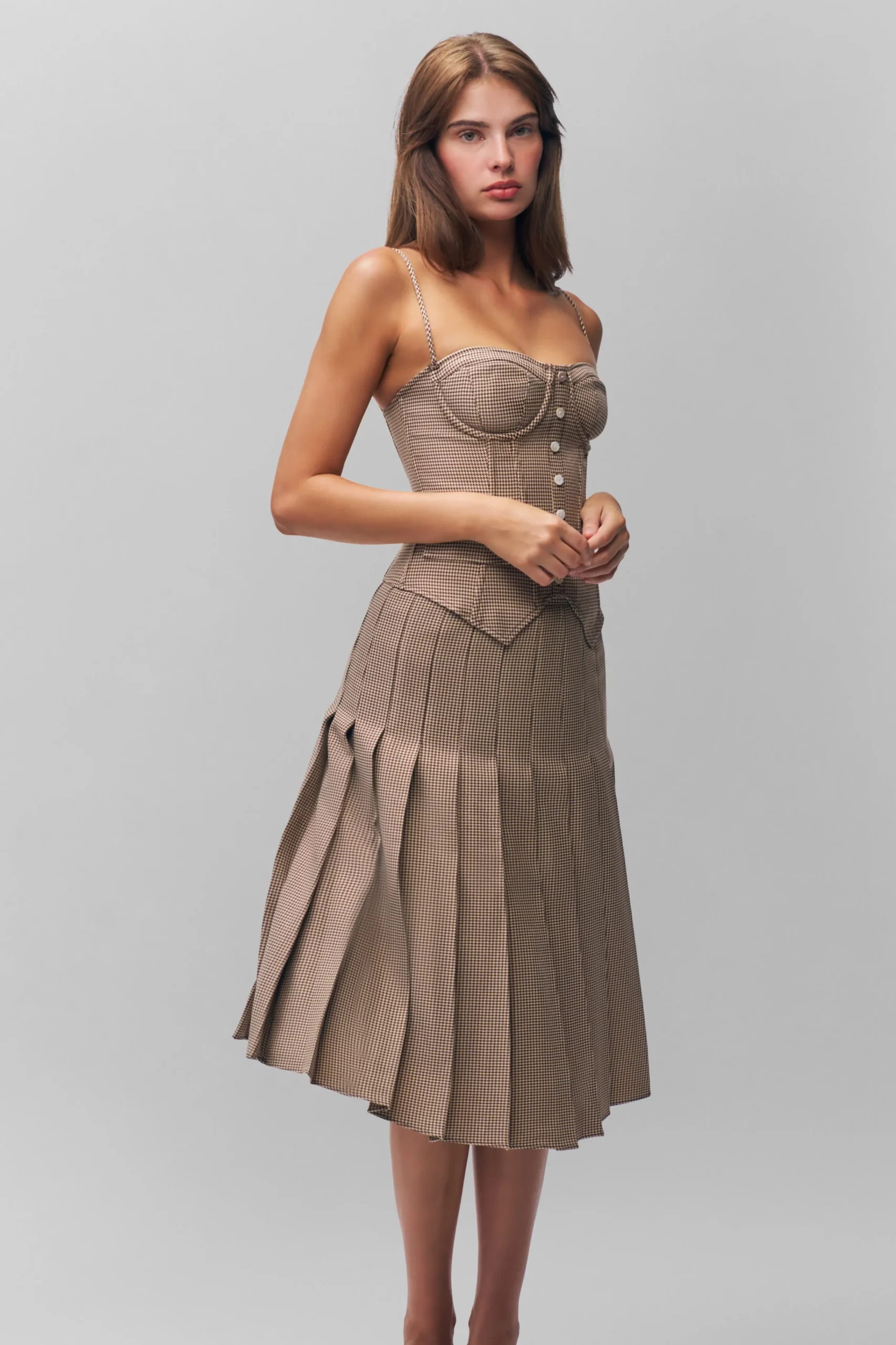 GUIZIO Gibson Pleated Skirt- Midi Skirts|Skirts