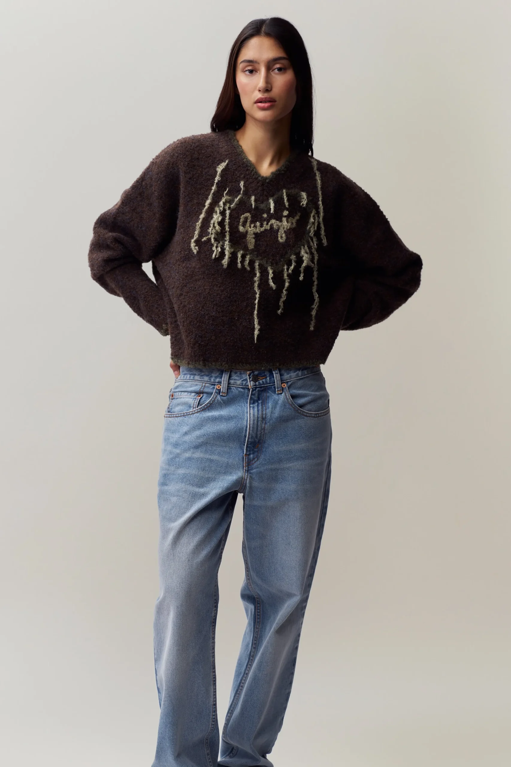GUIZIO Heart Sweater- Knitwear|Tops