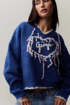 GUIZIO Heart Sweater- Knitwear|Tops