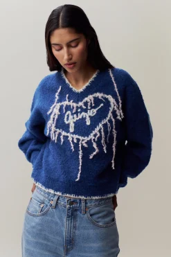 GUIZIO Heart Sweater- Knitwear|Tops