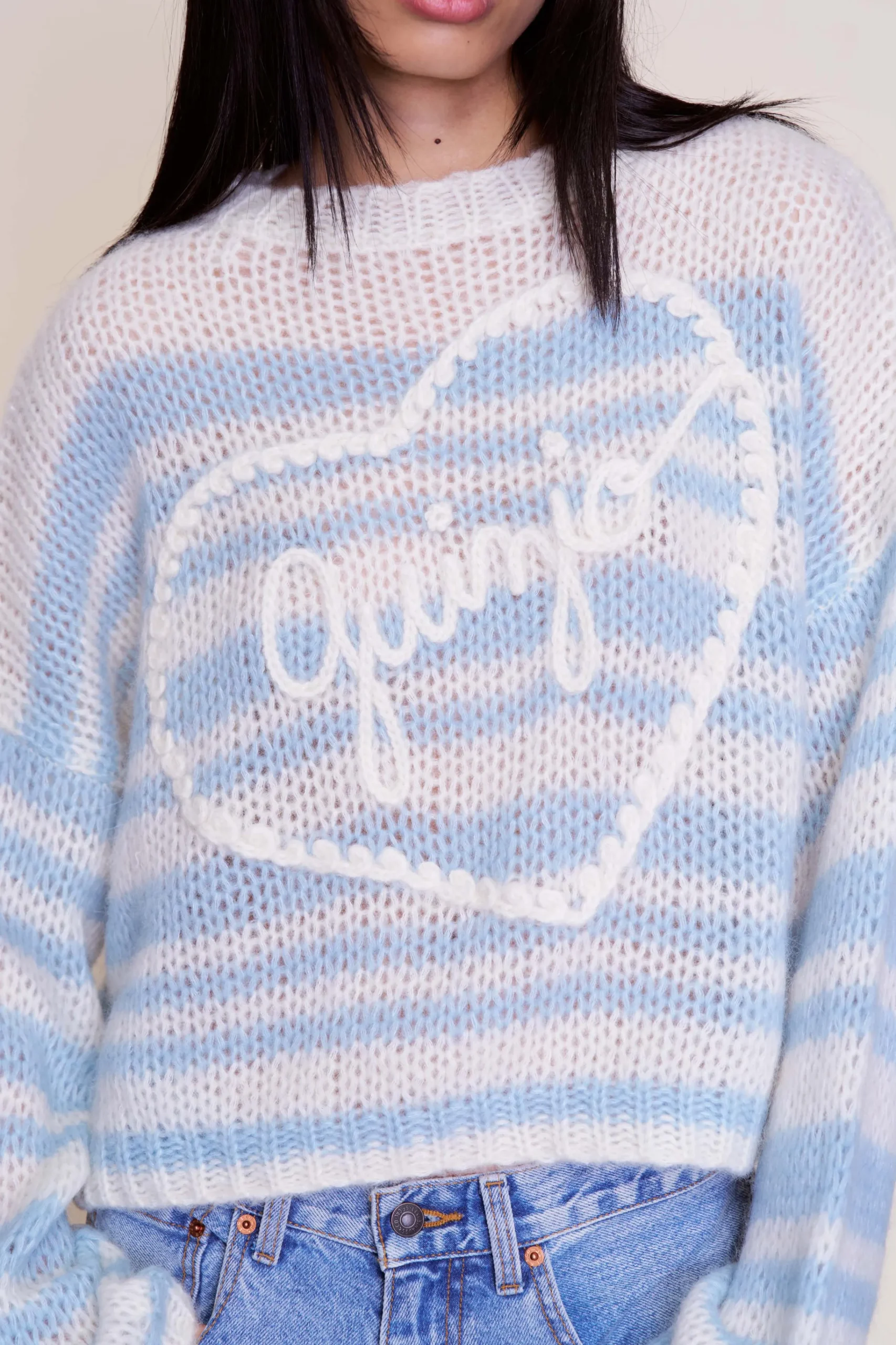GUIZIO Mohair-Blend Heart Sweater- Sweaters