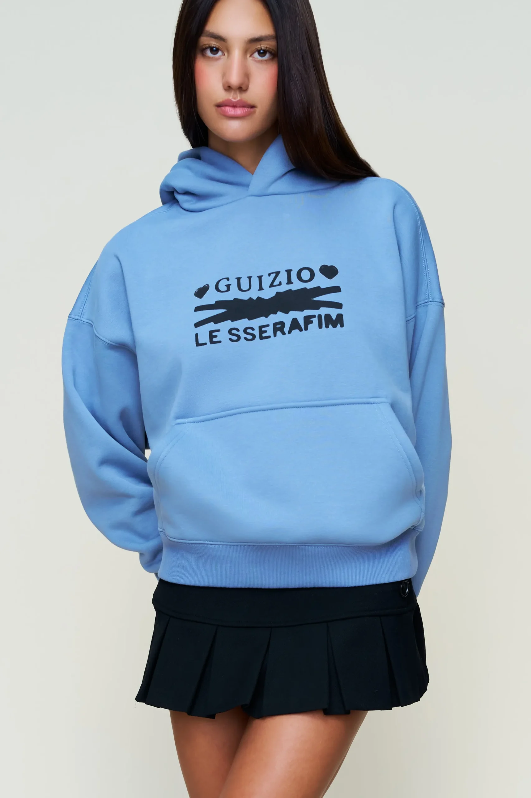 GUIZIO Hearts Pull Over Hoodie- Sweatshirts & Hoodies