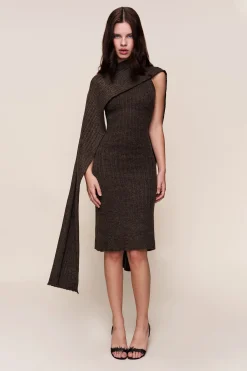 GUIZIO Hooded Knit Dress- Midi Dresses|Knitwear