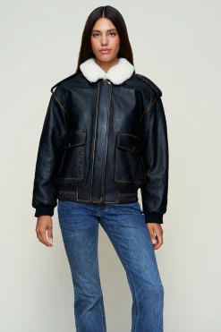 GUIZIO Hugo Vintage Leather Bomber- Jackets