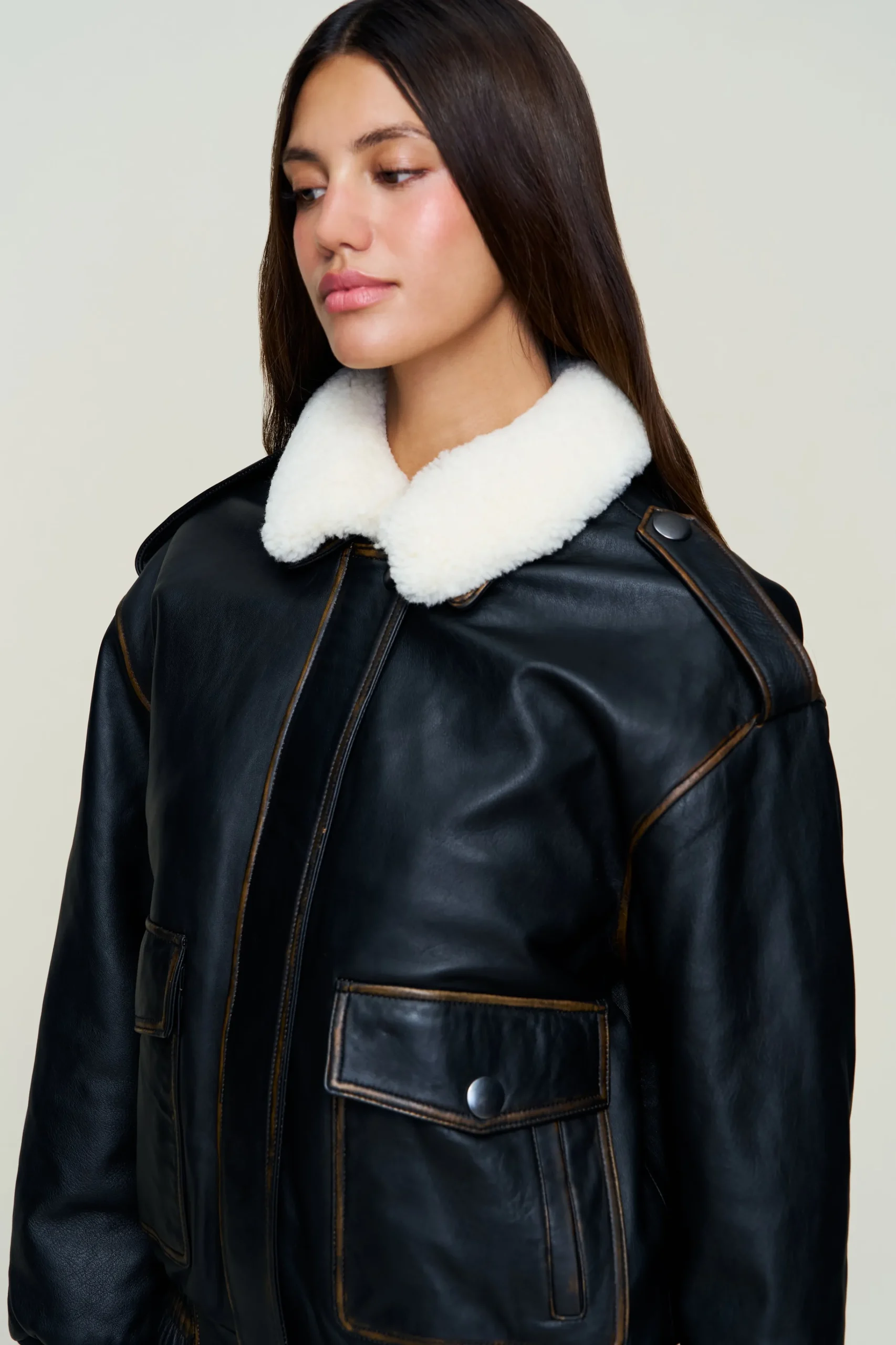 GUIZIO Hugo Vintage Leather Bomber- Jackets