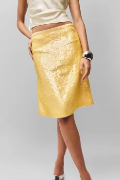 GUIZIO Isabelle Sequin Midi Skirt- Midi Skirts|Skirts