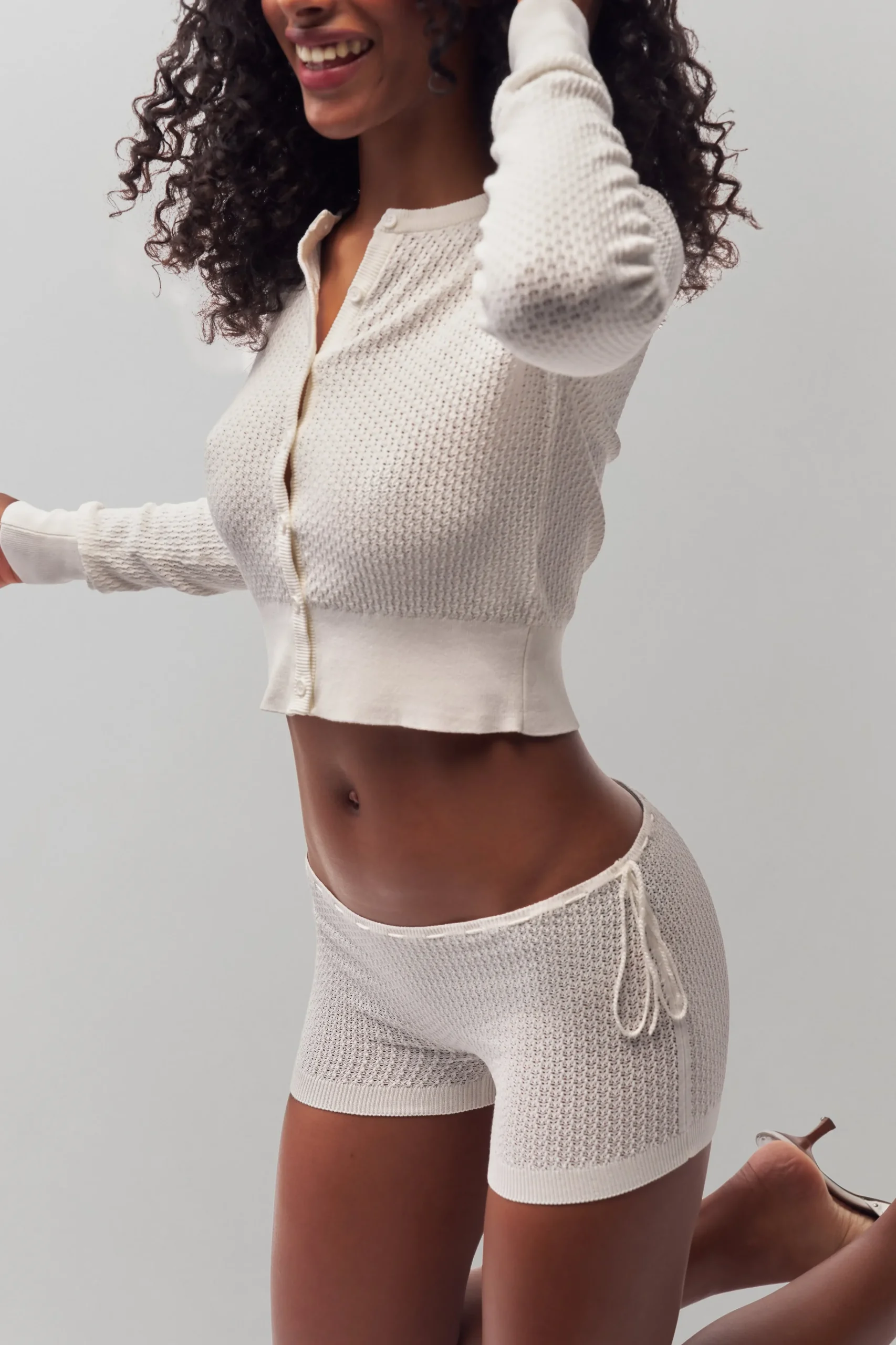 GUIZIO Knit Side Tie Short- Shorts