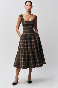 GUIZIO Leila Tartan Dress- Midi Dresses|Dresses