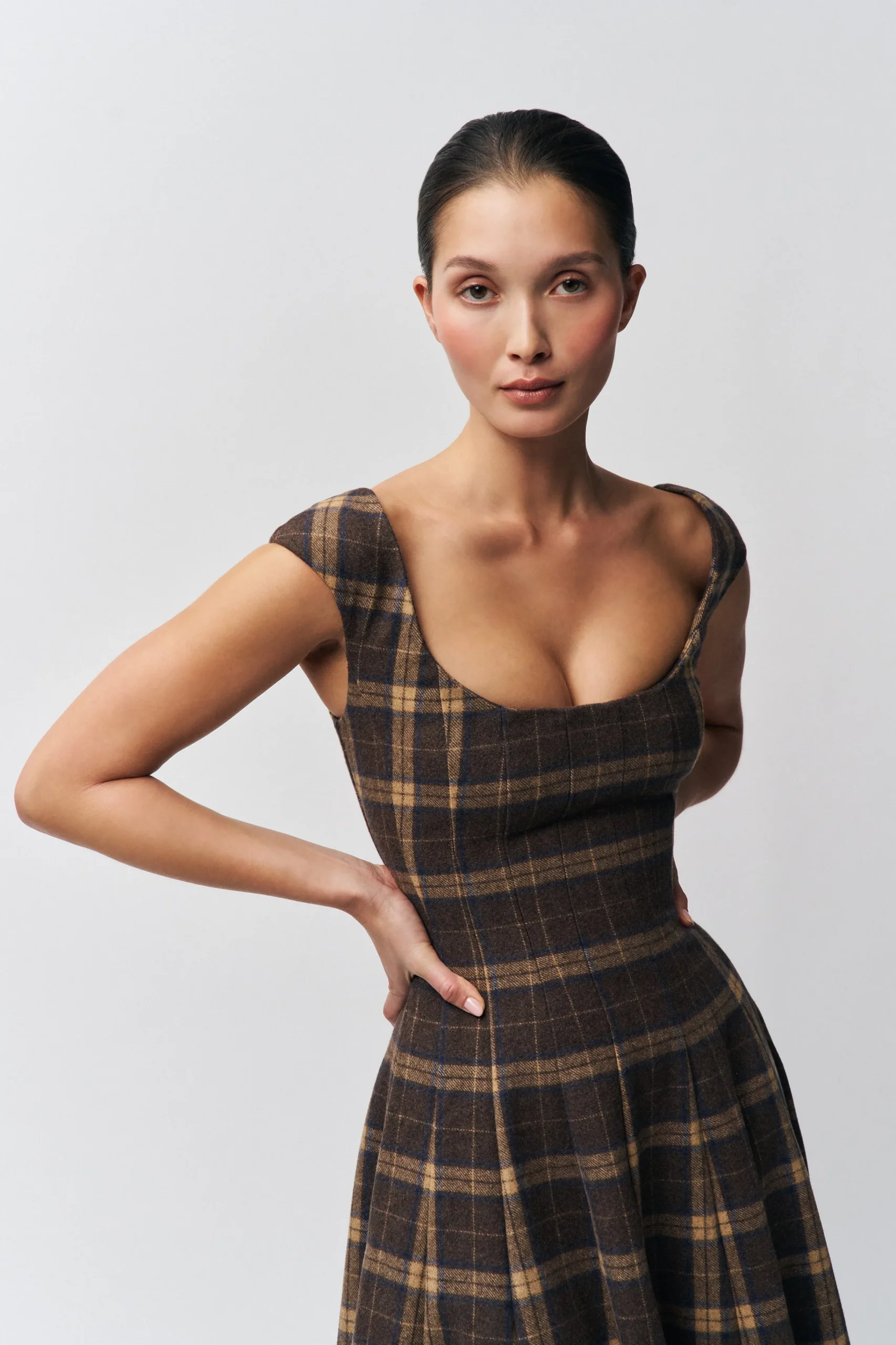 GUIZIO Leila Tartan Dress- Midi Dresses|Dresses