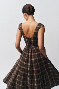 GUIZIO Leila Tartan Dress- Midi Dresses|Dresses