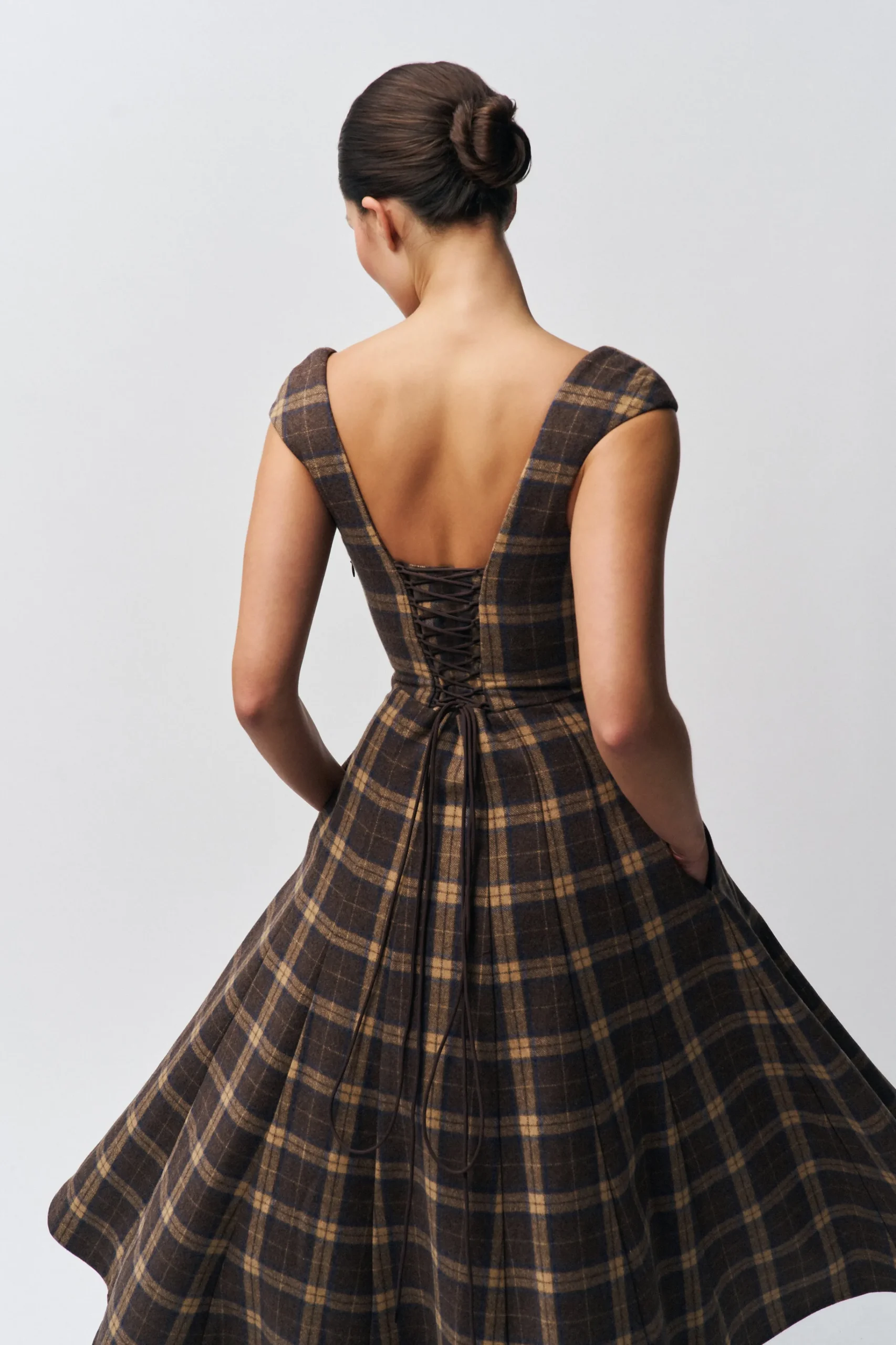 GUIZIO Leila Tartan Dress- Midi Dresses|Dresses