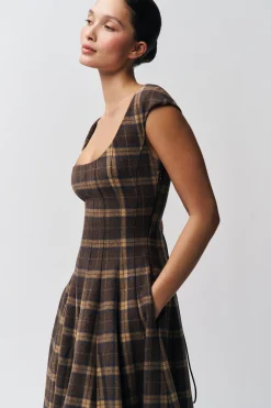 GUIZIO Leila Tartan Dress- Midi Dresses|Dresses