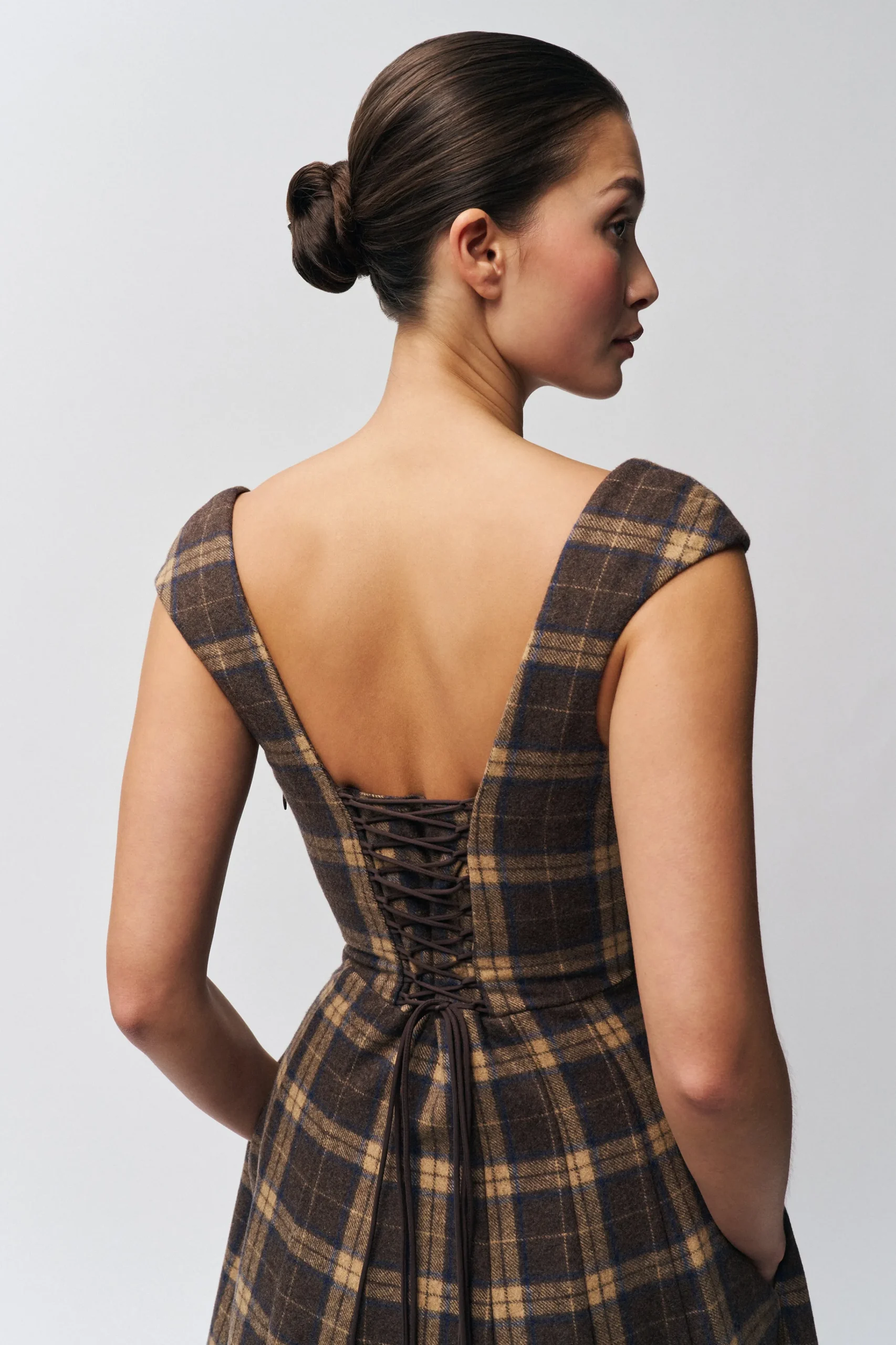 GUIZIO Leila Tartan Dress- Midi Dresses|Dresses