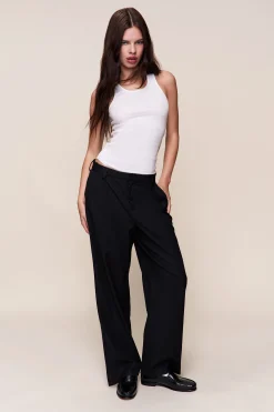 GUIZIO Leo Mid Rise Straight Pant- Pants