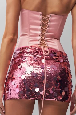 GUIZIO Low Rise Paillette Skirt- Mini Skirts|Skirts