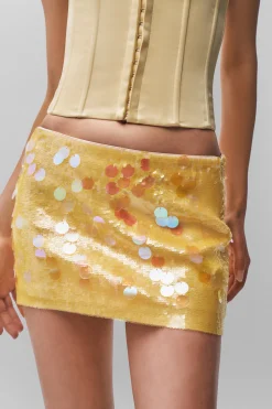 GUIZIO Low Rise Paillette Skirt- Mini Skirts|Skirts