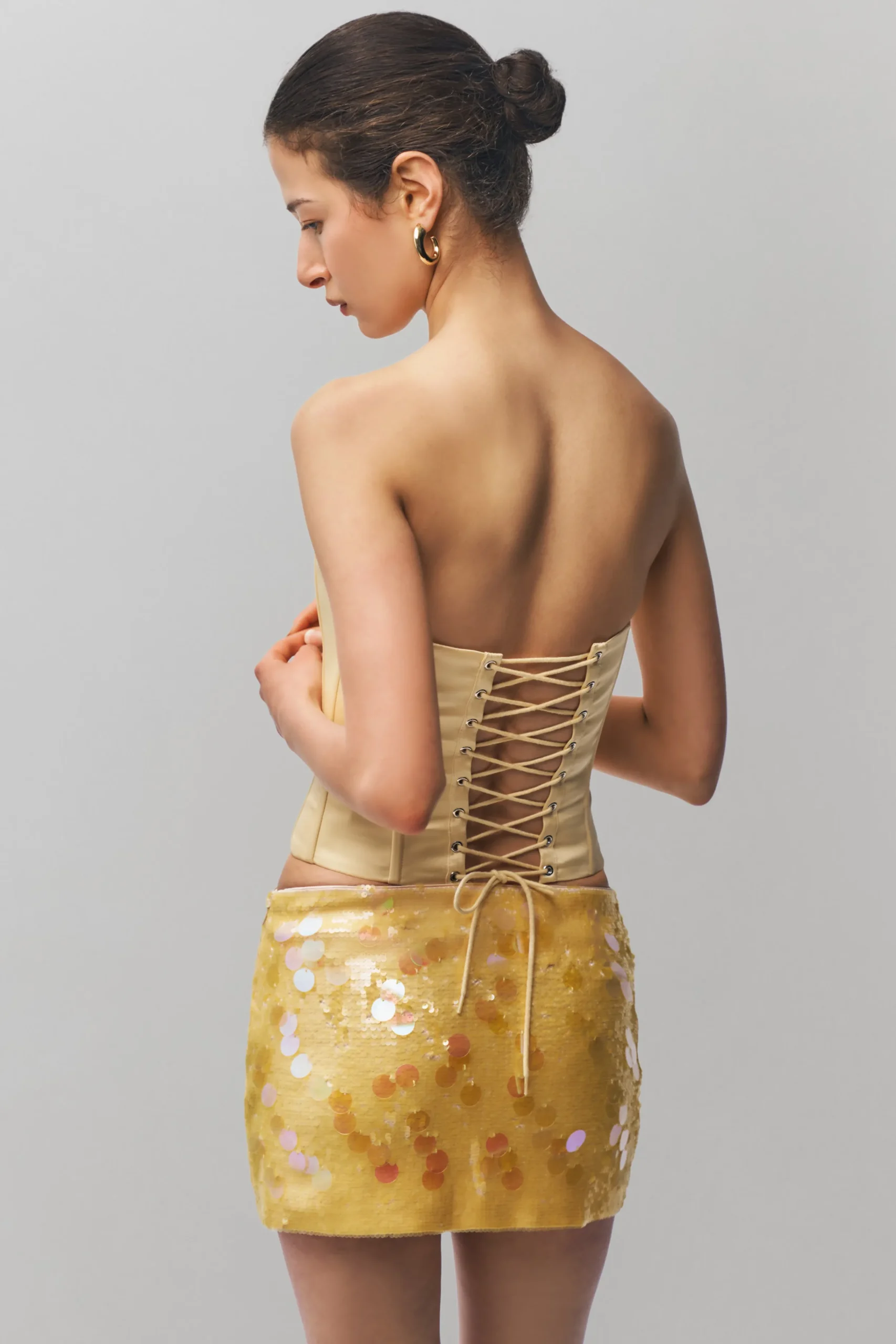 GUIZIO Low Rise Paillette Skirt- Mini Skirts|Skirts
